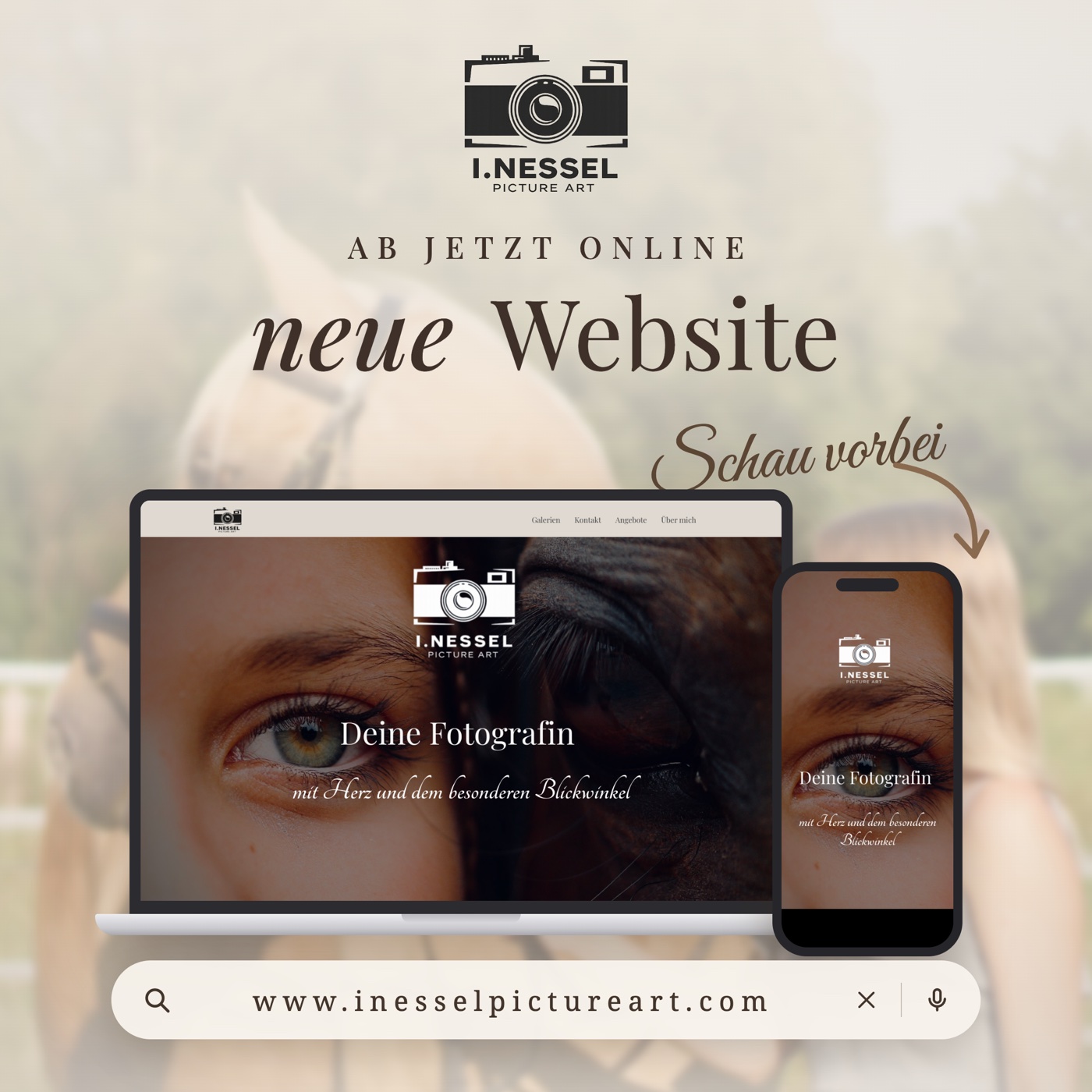 Neue Website für i.nessel picture art auf Laptop und Smartphone